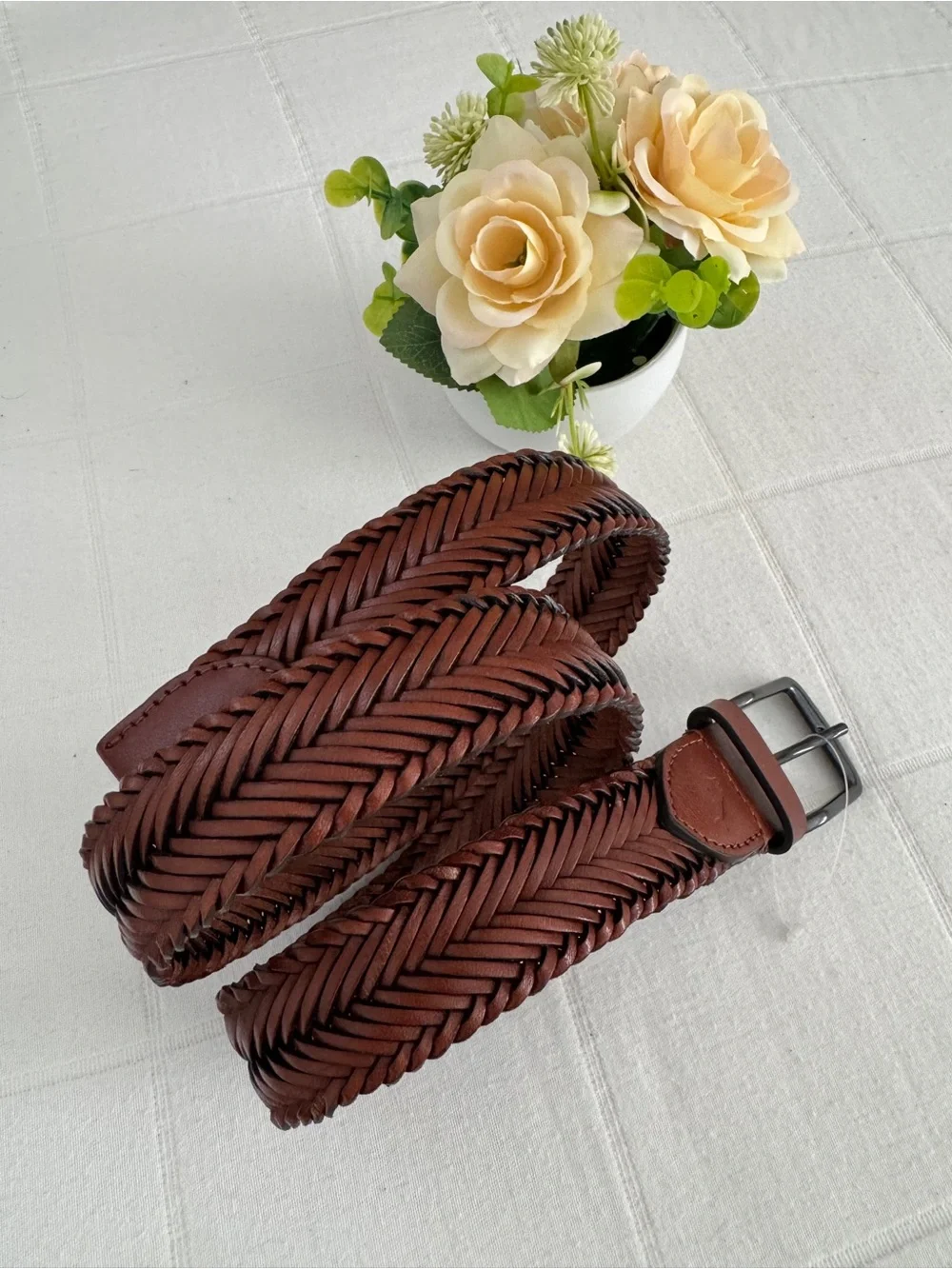 TOMMY BAHAMA Brown Braided Leather Men's Belt MEN S (30-32) small